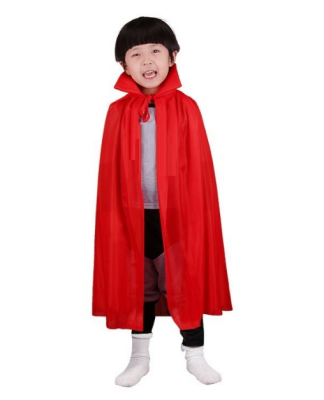 Kırmızı Renk Yakalı Pelerin Çocuk Boy 90 cm - 1