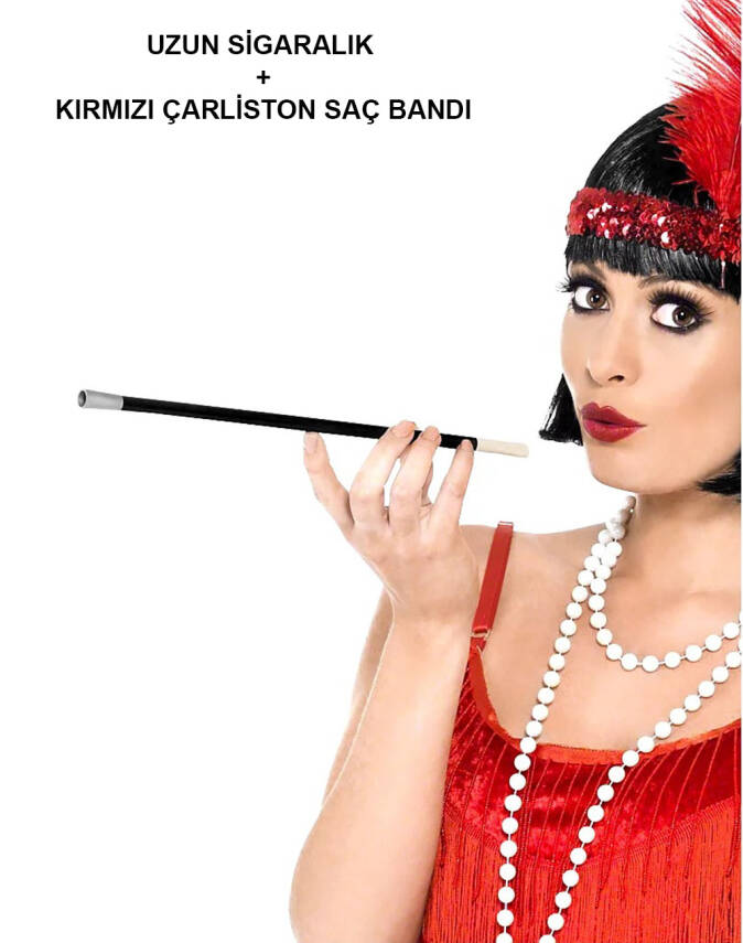 Kırmızı Retro Charliston Aksesuar Seti - 1