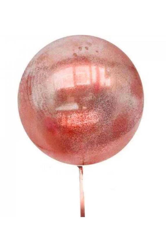 Kırmızı Simli Yuvarlak Şeffaf Balon 24 İnç - 1