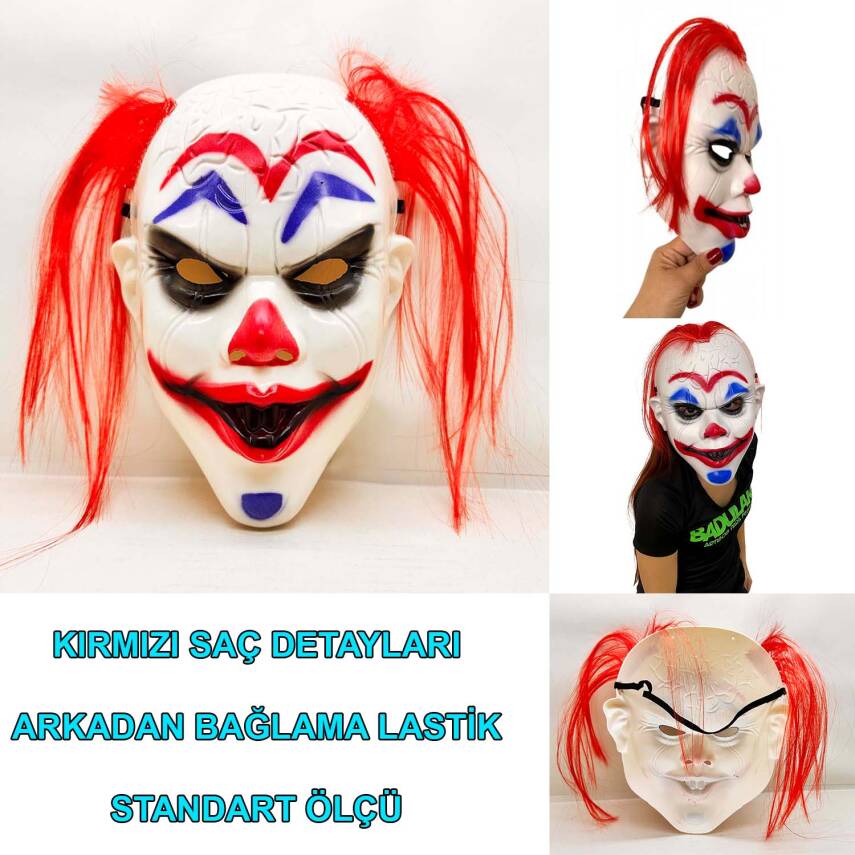 Kızıl Saçlı Joker Palyaço Maskesi - 1