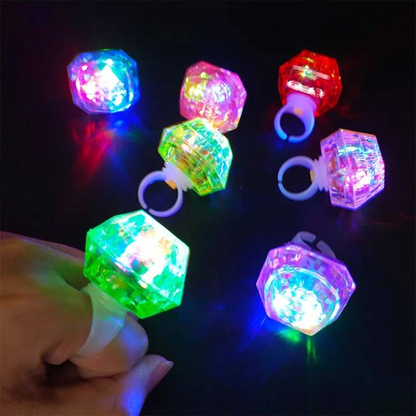 Kristal Tasarımlı Led Işıklı Pembe Yüzük - 2
