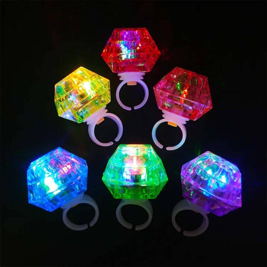 Kristal Tasarımlı Led Işıklı Pembe Yüzük - 3