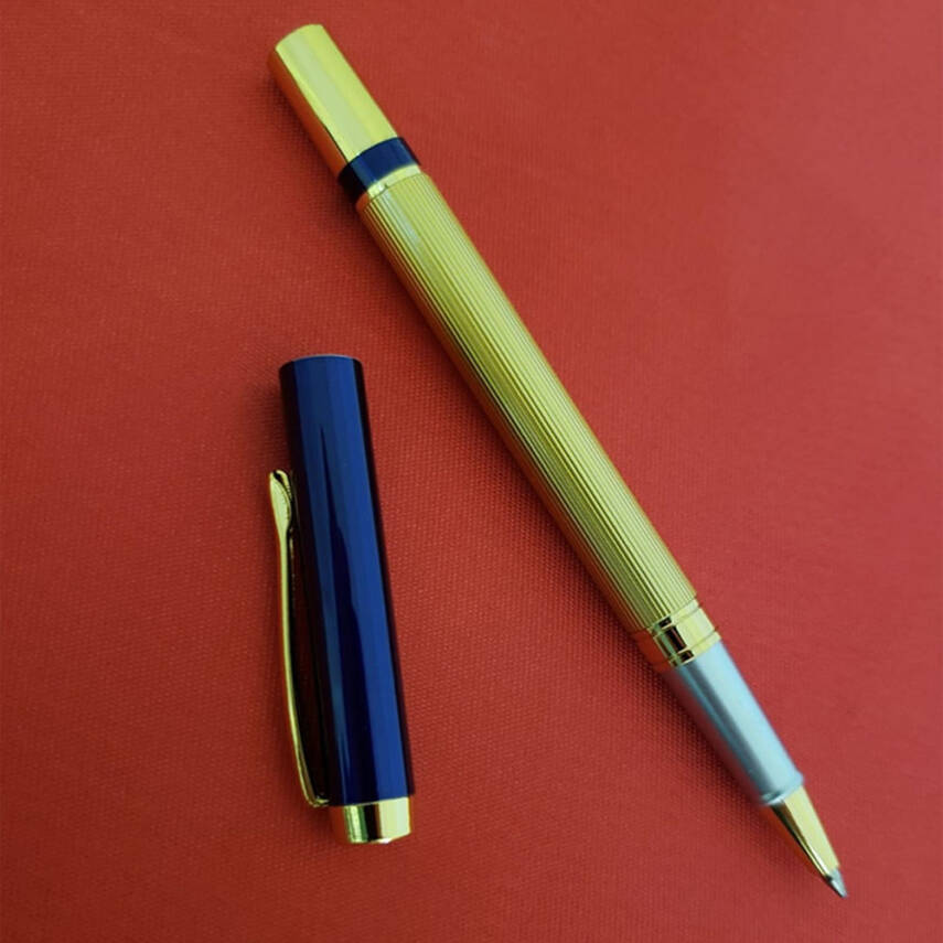 Kutulu Lacivert Gold Tasarım Roller Kalem - 1