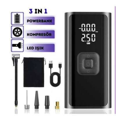 LCD Göstergeli 3'ü 1 Arada Hava Kompresörü