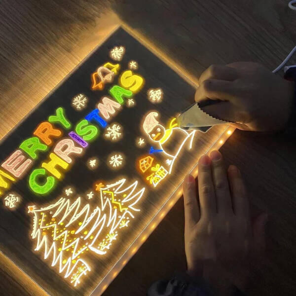 LED Aydınlatmalı Yazı ve Çizim Tahtası - Büyük Boy 30x20 cm - 1