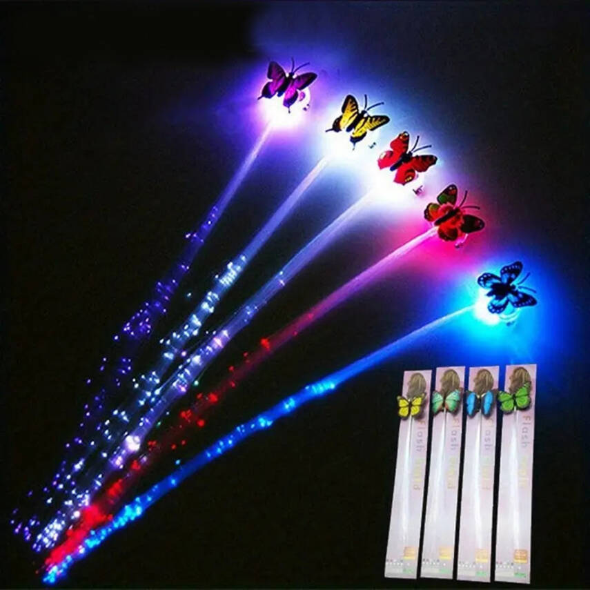 Led Fiber Optik Işıklı Kelebek Saç Klipsi - 2