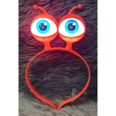 Led Işıklı & Pilli Uzaylı Göz Parti Tacı Kırmızı Renk - 1