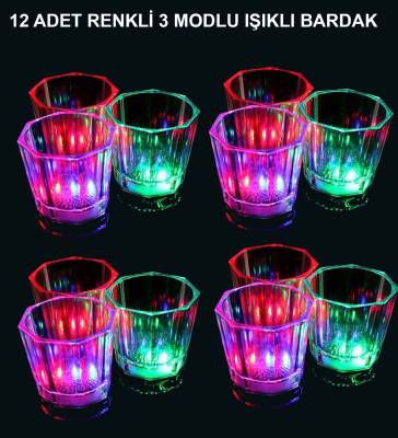 LED Işıklı Eğlence Bardak Seti 12 Adet - 1