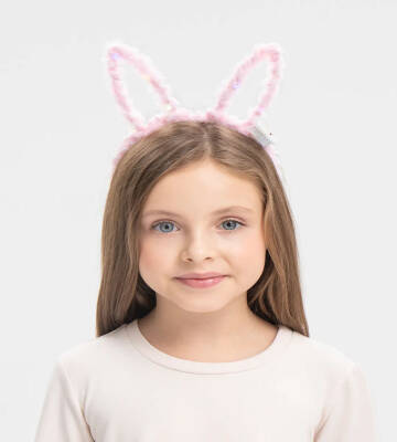Led Işıklı Peluş Tavşan Kulak Taç Pembe - 1