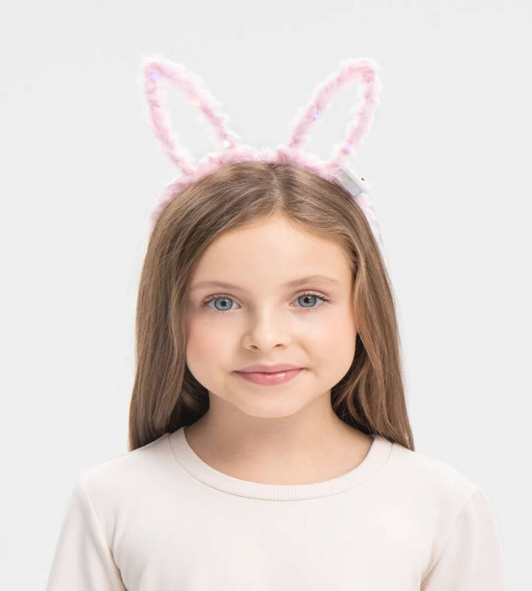 Led Işıklı Peluş Tavşan Kulak Taç Pembe - 1