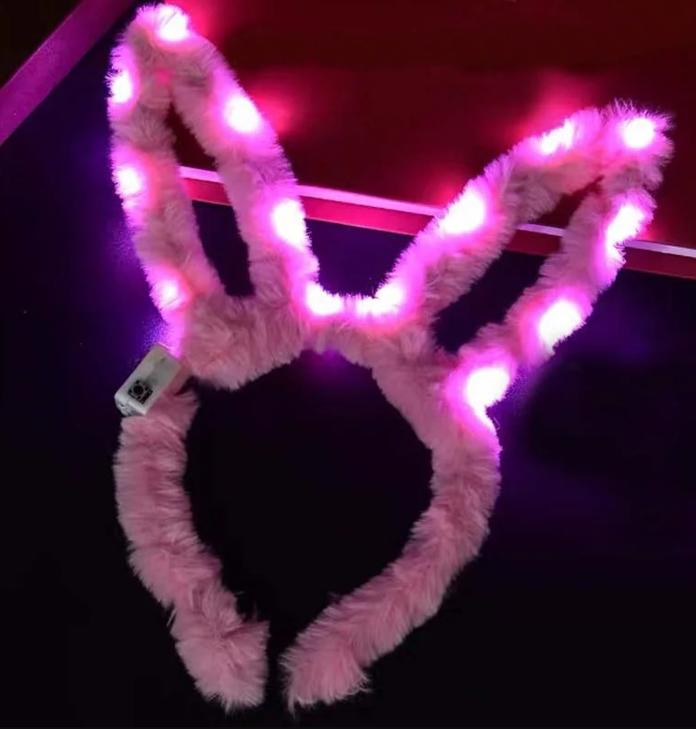 Led Işıklı Peluş Tavşan Kulak Taç Pembe - 2