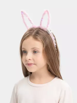 Led Işıklı Peluş Tavşan Kulak Taç Pembe - 4