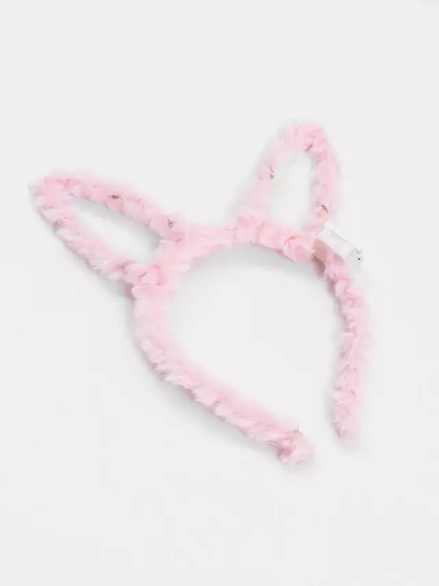 Led Işıklı Peluş Tavşan Kulak Taç Pembe - 5