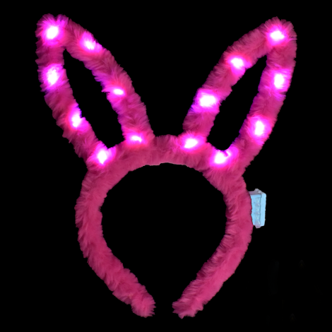 Led Işıklı Peluş Tavşan Kulak Taç Şeker Pembesi - 2