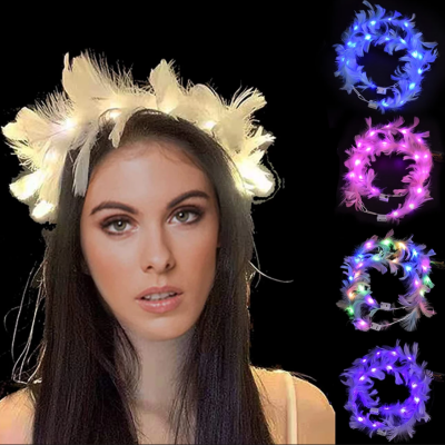 Led Işıklı RGB 3 Fonksiyonlu Otrişli Parti Tacı Beyaz Renk - 1