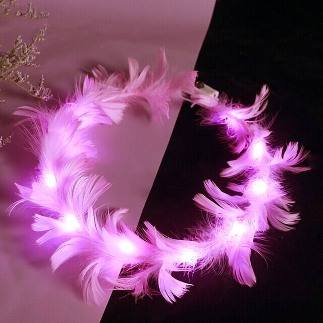 Led Işıklı RGB 3 Fonksiyonlu Otrişli Parti Tacı Pembe Renk - 2