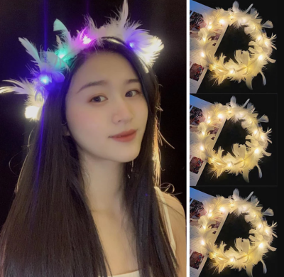 Led Işıklı RGB 3 Fonksiyonlu Otrişli Parti Tacı Renkli - 1