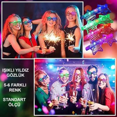 Ledli Yıldız Parti Gözlüğü 6 Renk 12 Adet - 3