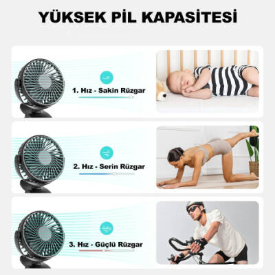 Masaüstü Şarjlı Klipsli Portatif Fan - 2