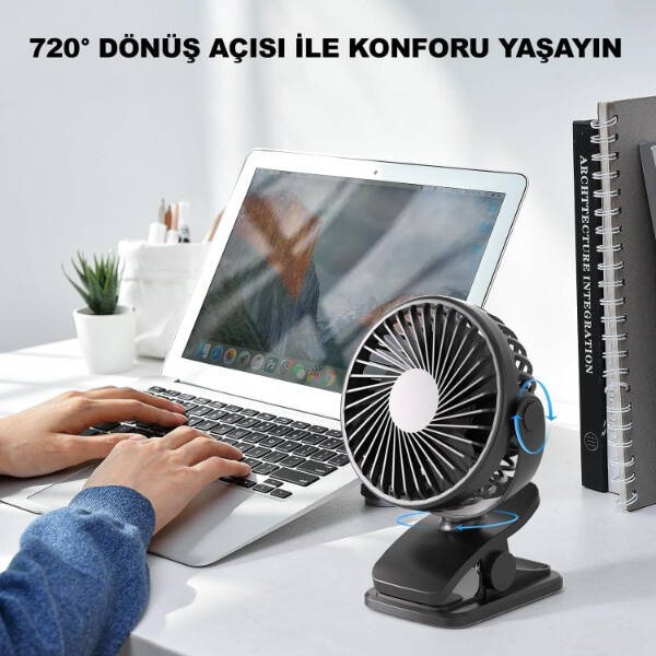 Masaüstü Şarjlı Klipsli Portatif Fan - 3