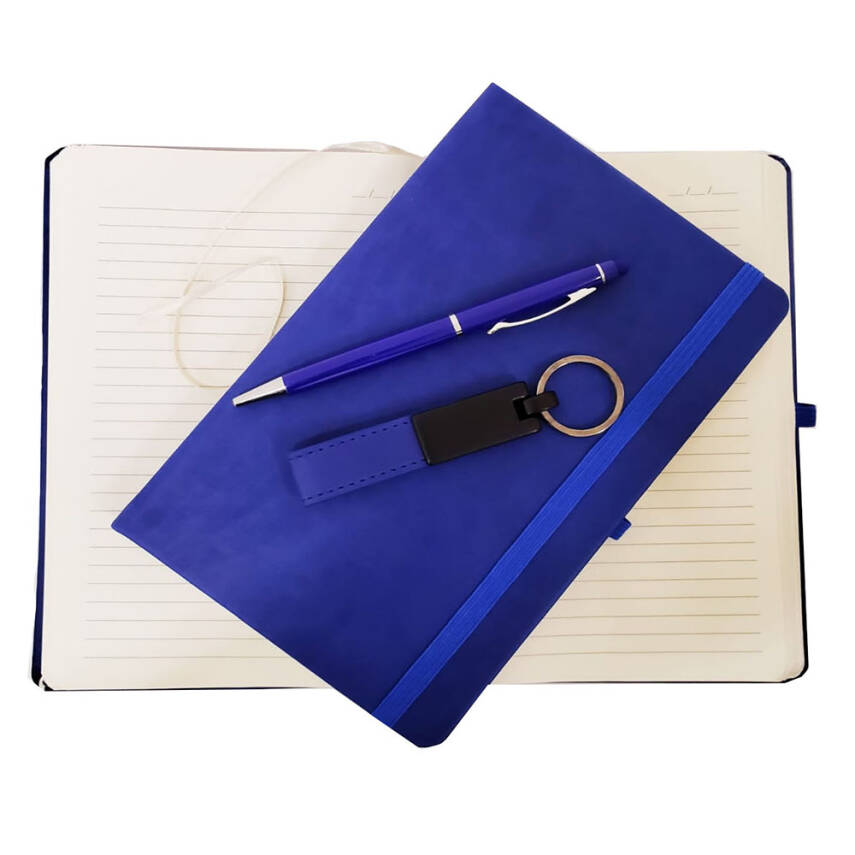 Mavi Deri Defter, Anahtarlık ve Tükenmez Kalem Seti - 1