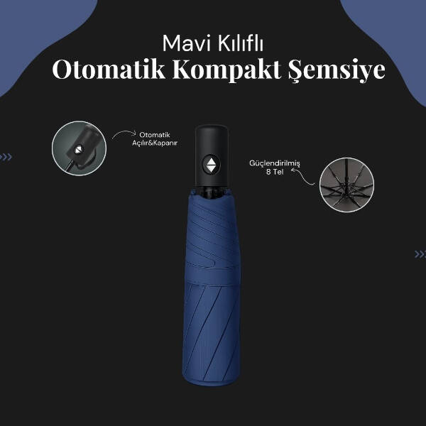 Mavi Kılıflı Otomatik Kompakt Şemsiye - 1