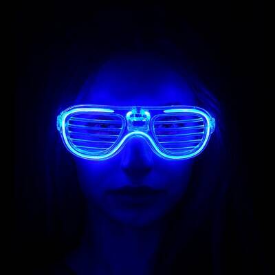 Mavi Led Işıklı Parti Gözlüğü - Neon 3 Modlu - 2