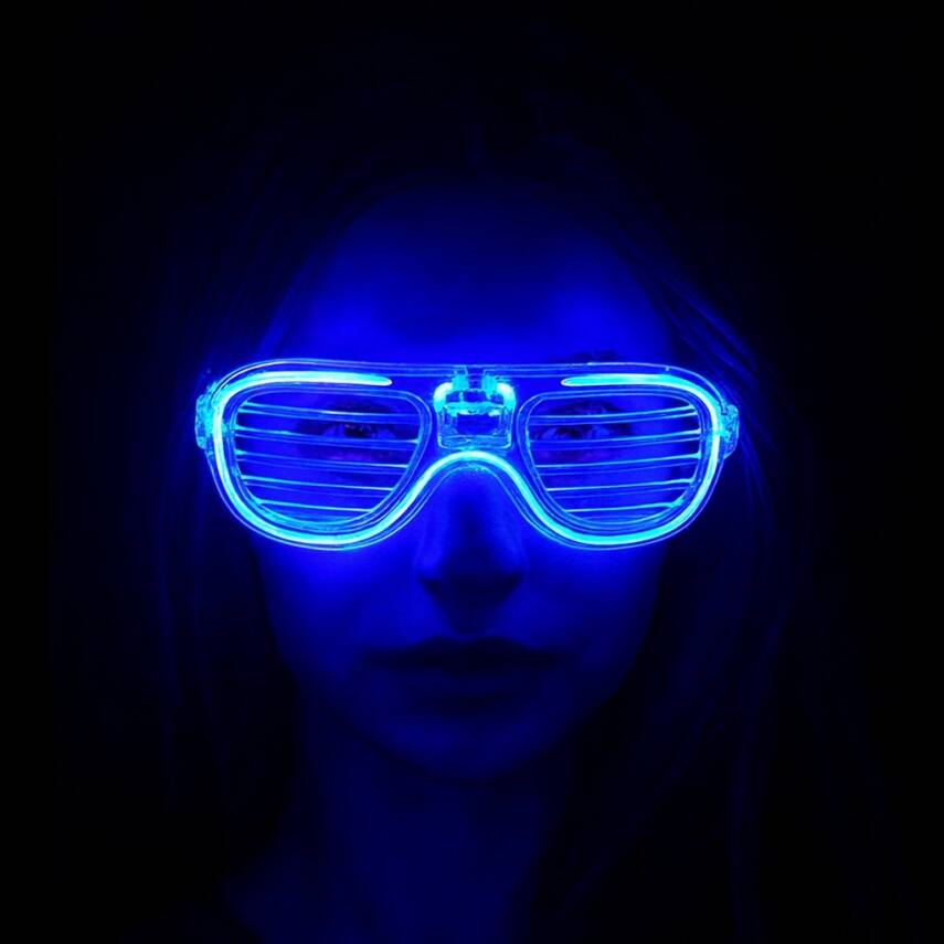 Mavi Led Işıklı Parti Gözlüğü - Neon 3 Modlu - 2