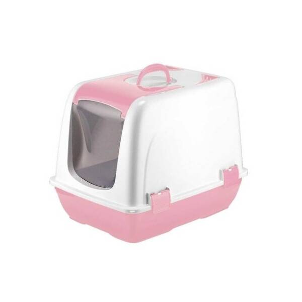 Mikopet Küçük Kapalı Kedi Tuvaleti Pembe - 1