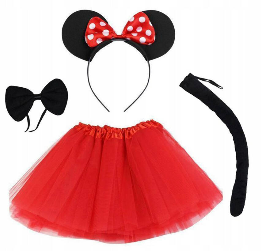 Minnie Mouse Kostüm Seti - Etek, Taç, Kuyruk, Papyon - 2