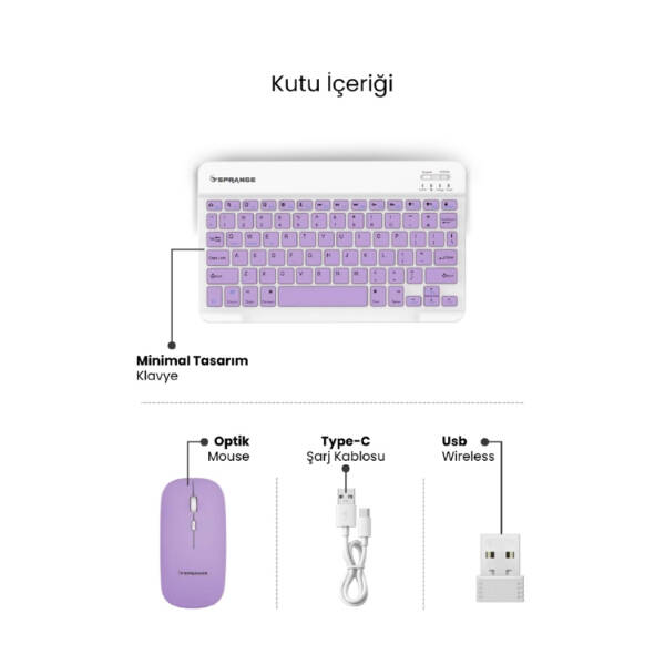 Mor Kablosuz Klavye Ve Mouse Seti - 3
