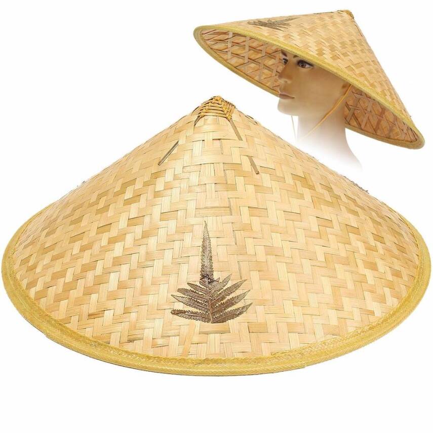 Naturel Renk Cambodia Kamboçyalı Vietnam Şapkası PVC Hasır - 1