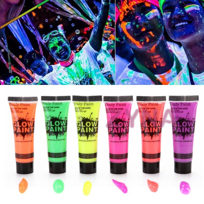 Neonlu Glow Parti Yüz Boyası 6 Renk 6 Adet - 1