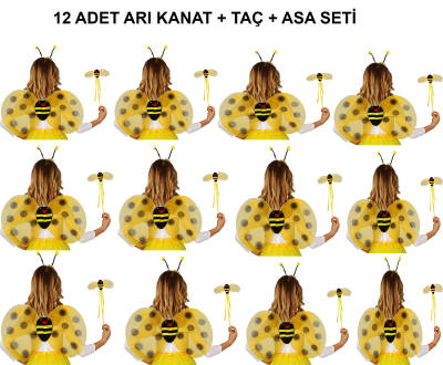 Okul Gösterileri için Arı Seti 12 Adet - Taç, Kanat, Asa - 1