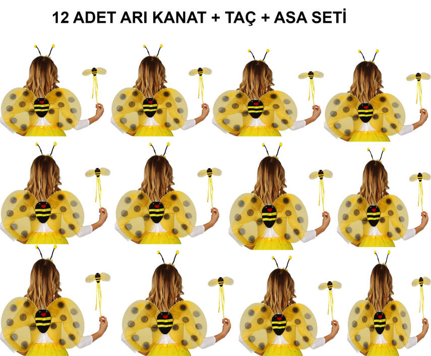 Okul Gösterileri için Arı Seti 12 Adet - Taç, Kanat, Asa - 1
