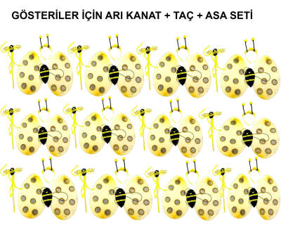 Okul Gösterileri için Arı Seti 12 Adet - Taç, Kanat, Asa - 2