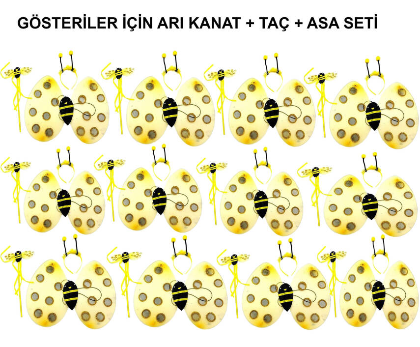 Okul Gösterileri için Arı Seti 12 Adet - Taç, Kanat, Asa - 2
