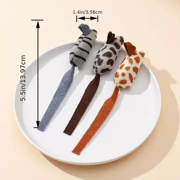 Peluş Fare Kedi Oyuncağı 3 Adet - 4