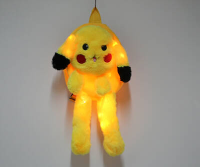 Peluş Işıklı Oynar Kulaklı Pikachu Sırt Çantası (1)