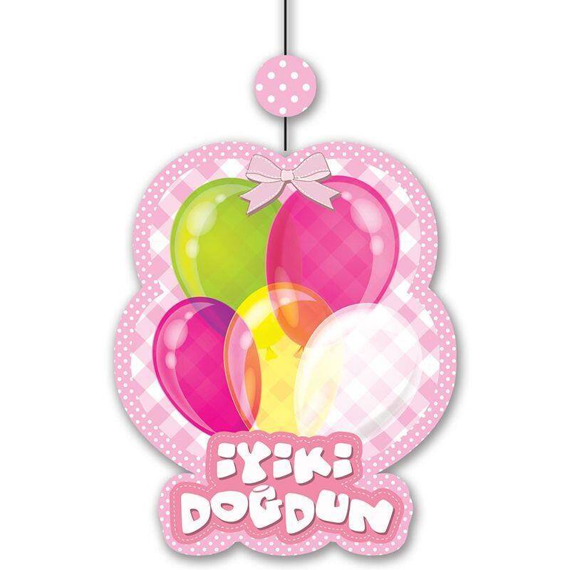 Pembe İyiki Doğdun Asmalı Süs Set 3'lü - 2