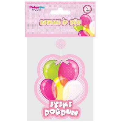 Pembe İyiki Doğdun Asmalı Süs Set 3'lü - 3