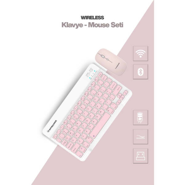 Pembe Kablosuz Klavye Ve Mouse Seti - 1