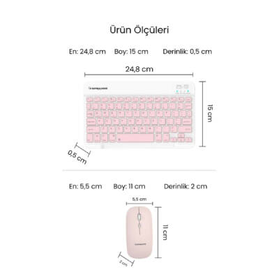 Pembe Kablosuz Klavye Ve Mouse Seti - 3