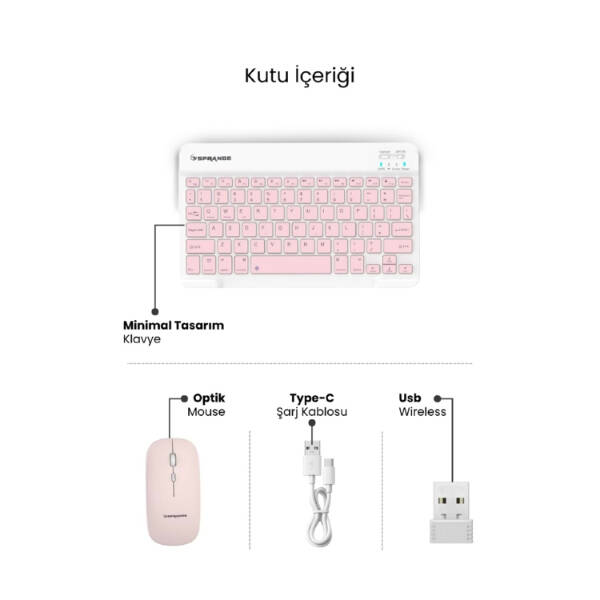 Pembe Kablosuz Klavye Ve Mouse Seti - 4