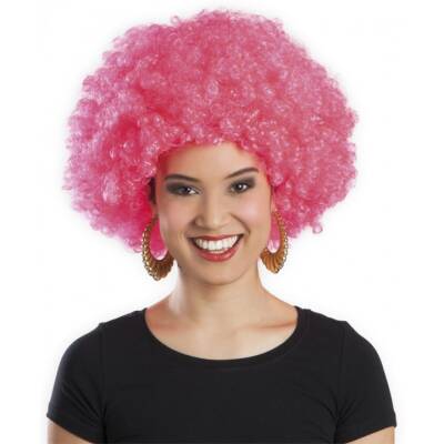 Pembe Renk Kıvırcık Afro Bonus Parti Peruğu - 1