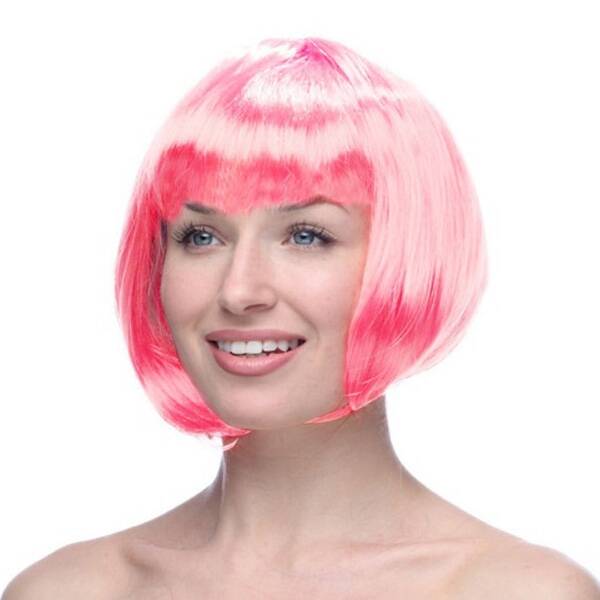 Pembe Renk Peruk Küt Saç - 1