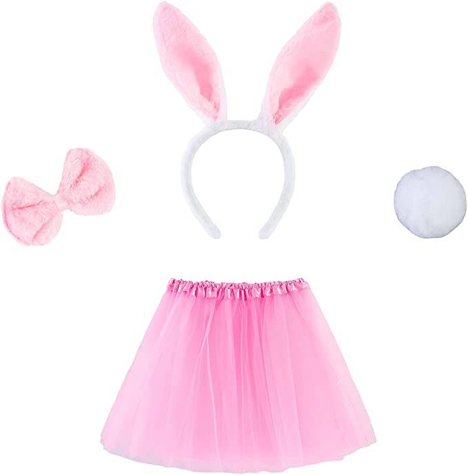 Pembe Tavşan Tacı Etek Papyon Kuyruk Kostüm Seti Çocuk Boy - 2