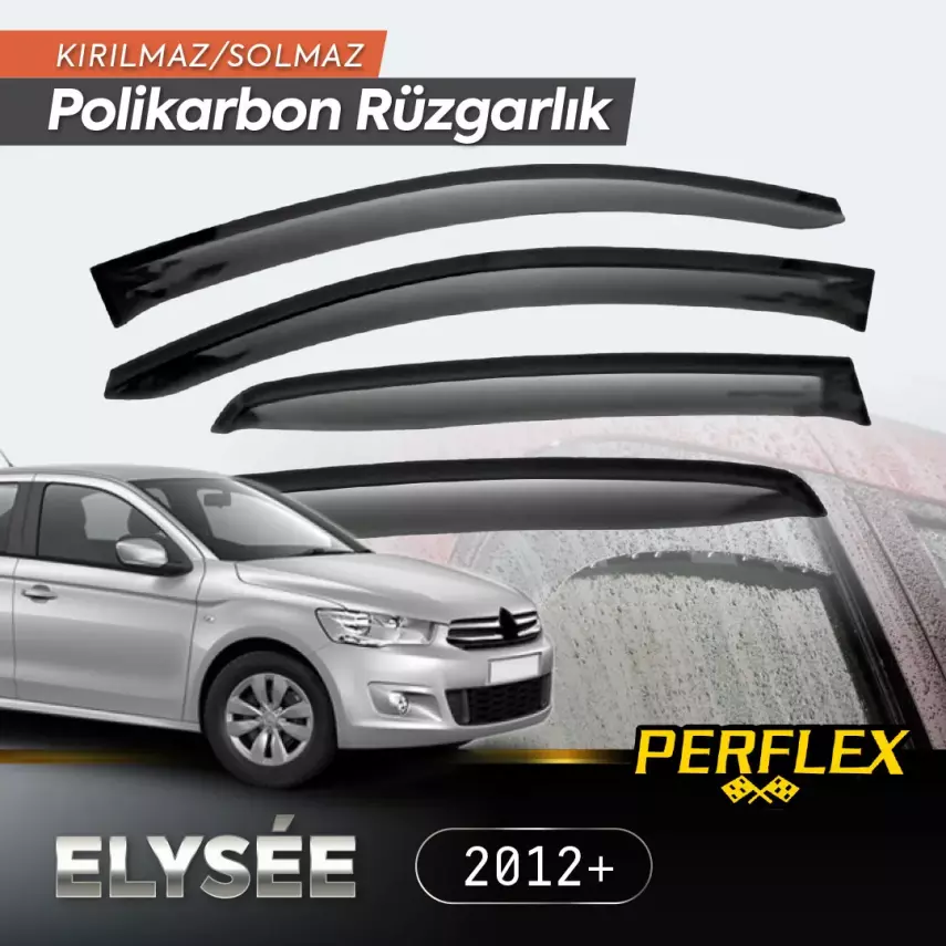 Perflex Polikarbon Kırılmaz Rüzgarlık V2 Düz Citroen C-Elysee 2012+ - 1