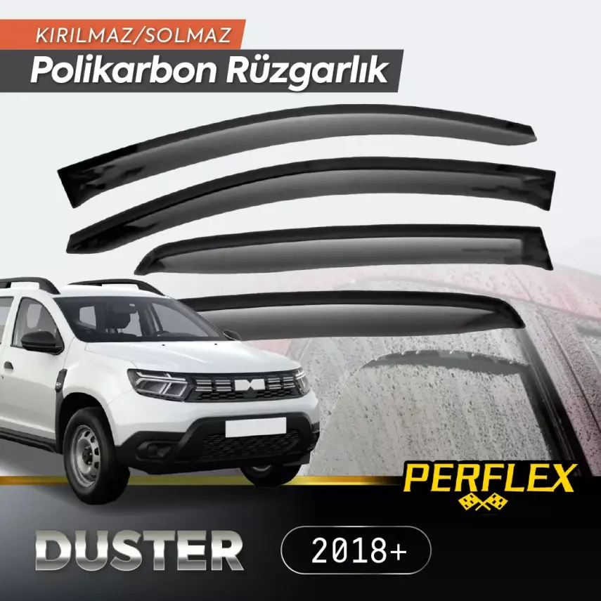 Perflex Polikarbon Kırılmaz Rüzgarlık V2 Düz Dacia Duster 2018+ - 1