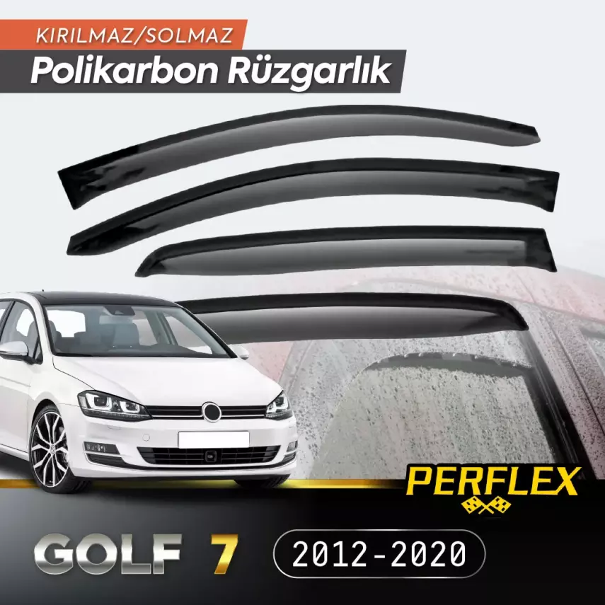 Perflex Polikarbon Kırılmaz Rüzgarlık V2 Düz VW GOLF 7 2012-2020 - 1